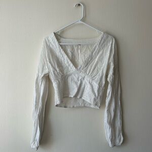 White long sleeve Free People crop top blouse going out top clean girl aesthetic